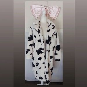 Stylish Black and White Faux Fur Coat